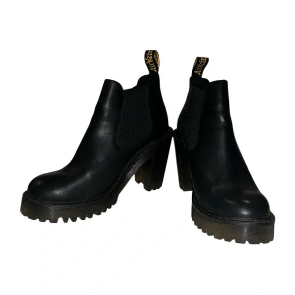 Dr Martens Woman Hurston Black High Heel Chelsea Ankle Boots - Picture 4 of 7